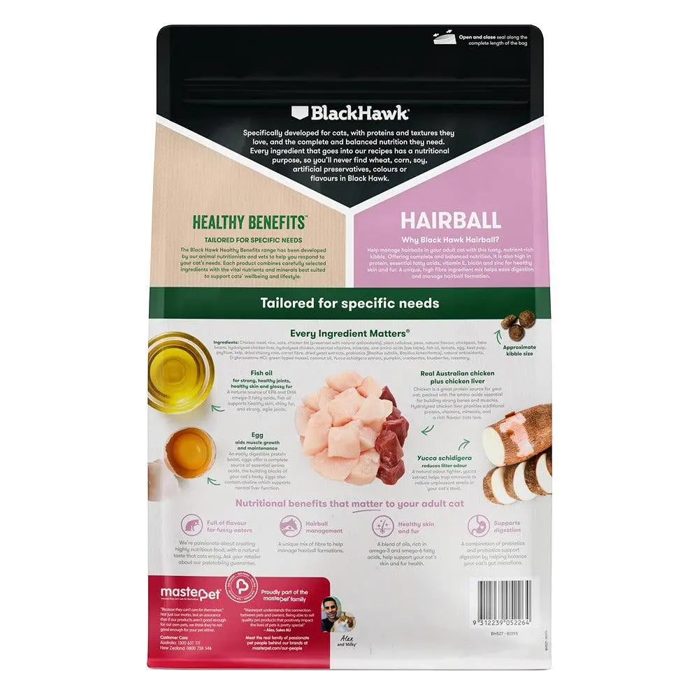 Black Hawk – Adult Cat Food – Healthy Benefits – Hairball Chicken
