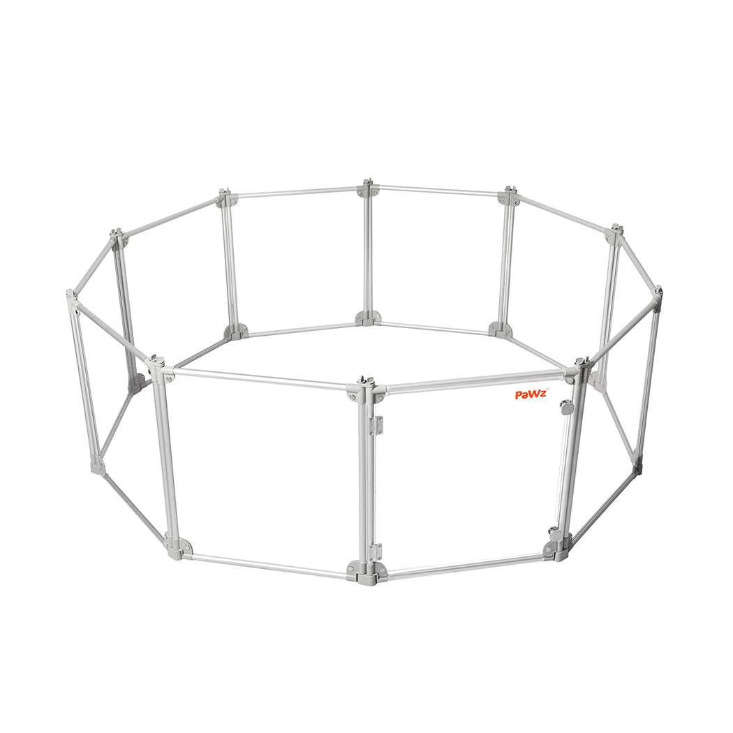 Pawz Pet Playpen Transparent Acrylic Clear Folding Dog Fence Kennel 10 Panel-1864184563408965632