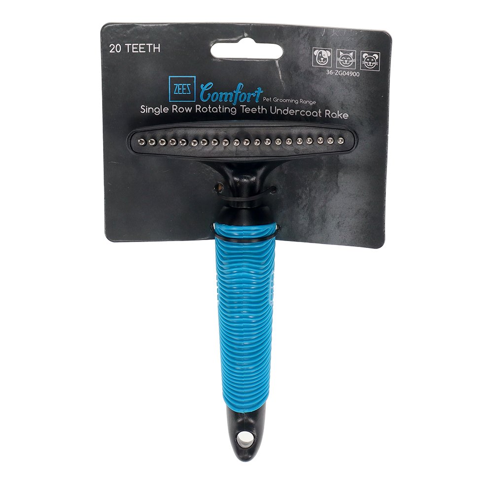 ZeeZ – Comfort – Single Row Rotating Teeth Undercoat Rake Comb For Pets