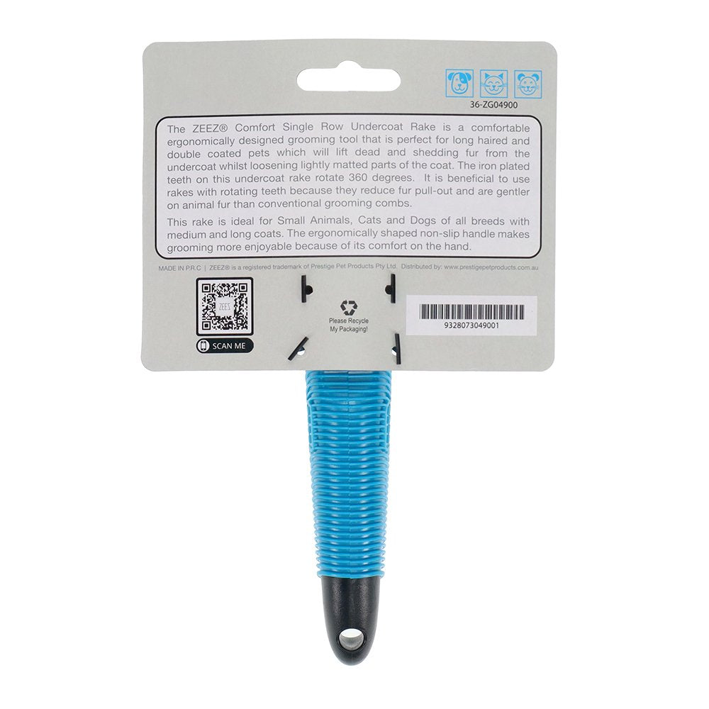 ZeeZ – Comfort – Single Row Rotating Teeth Undercoat Rake Comb For Pets
