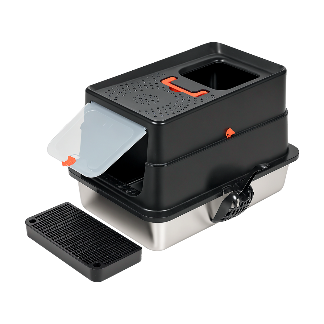 Pawz Stainless Steel Large Enclosed Cat Litter Box