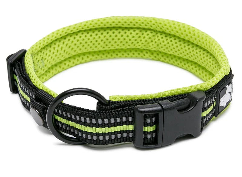 Heavy Duty Reflective Dog Collar - Neon Yellow