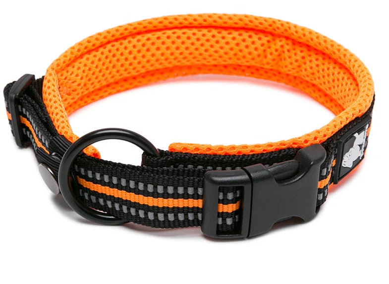 Heavy Duty Reflective Dog Collar - Orange