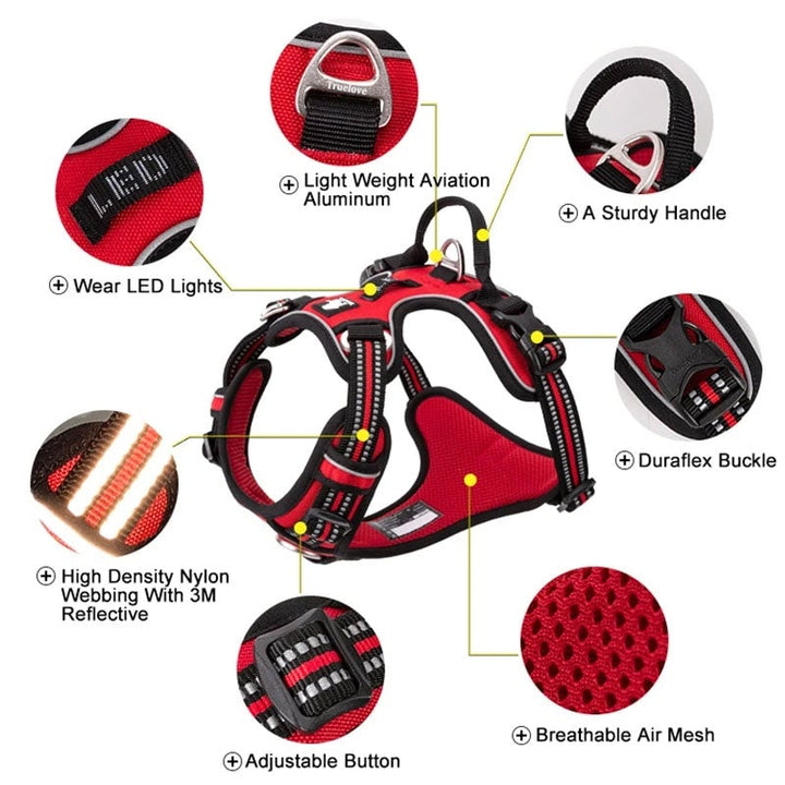 No Pull Explosion Proof Dog Harness - Red
