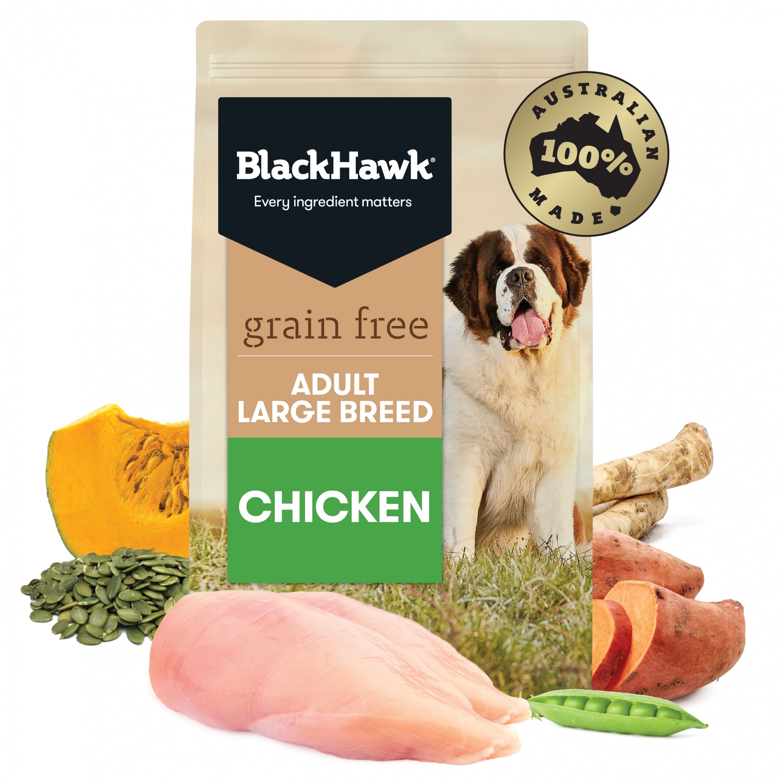Black Hawk – Adult Dog Food – Large Breed – GRAIN FREE – Chicken