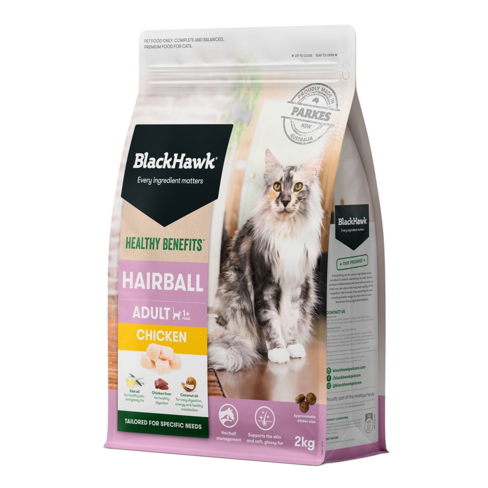 Black Hawk – Adult Cat Food – Healthy Benefits – Hairball Chicken