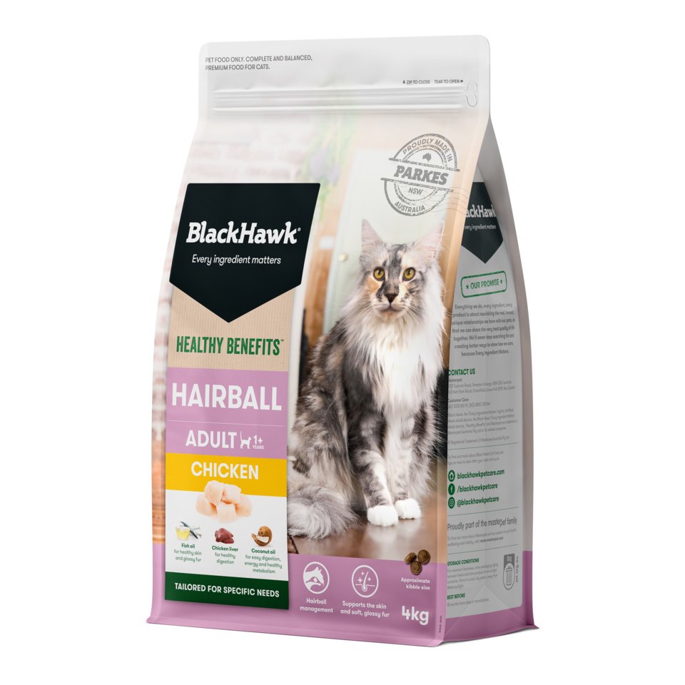 Black Hawk – Adult Cat Food – Healthy Benefits – Hairball Chicken
