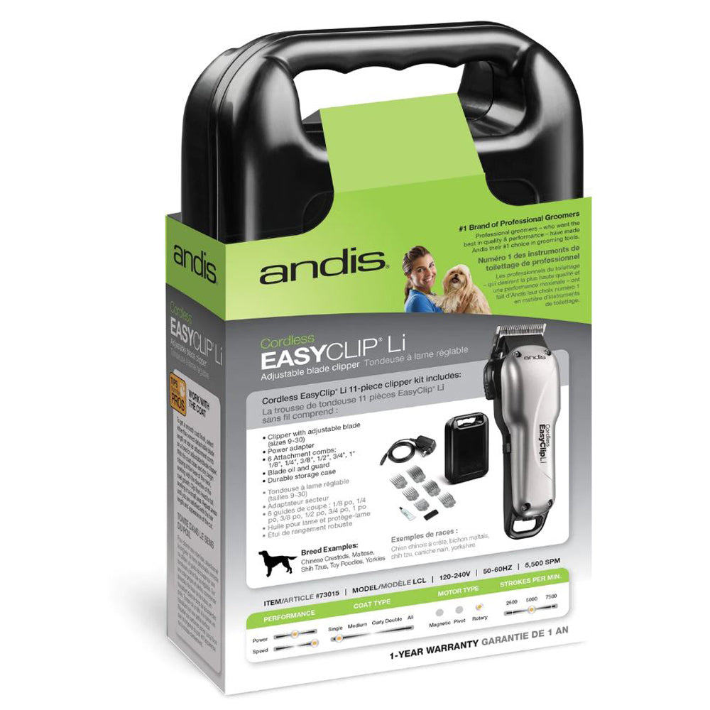 Andis – Pet Clippers – Cordless EasyClip Li Silver Medium Duty