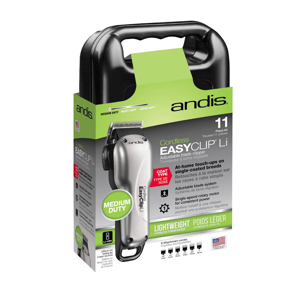 Andis – Pet Clippers – Cordless EasyClip Li Silver Medium Duty