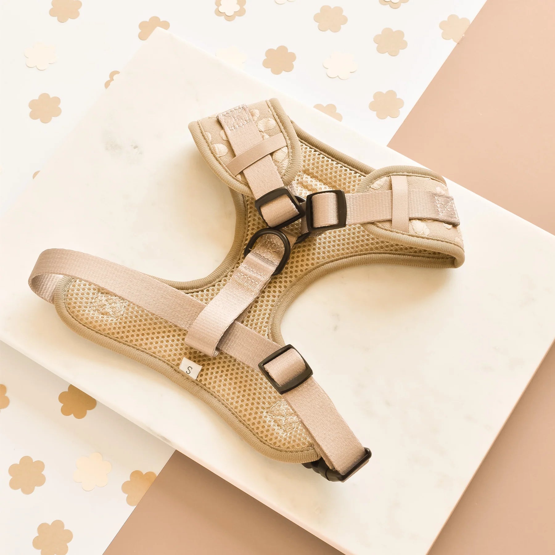 Cocopup London – LUXE Adjustable Neck Dog Harness – Mocha Flower