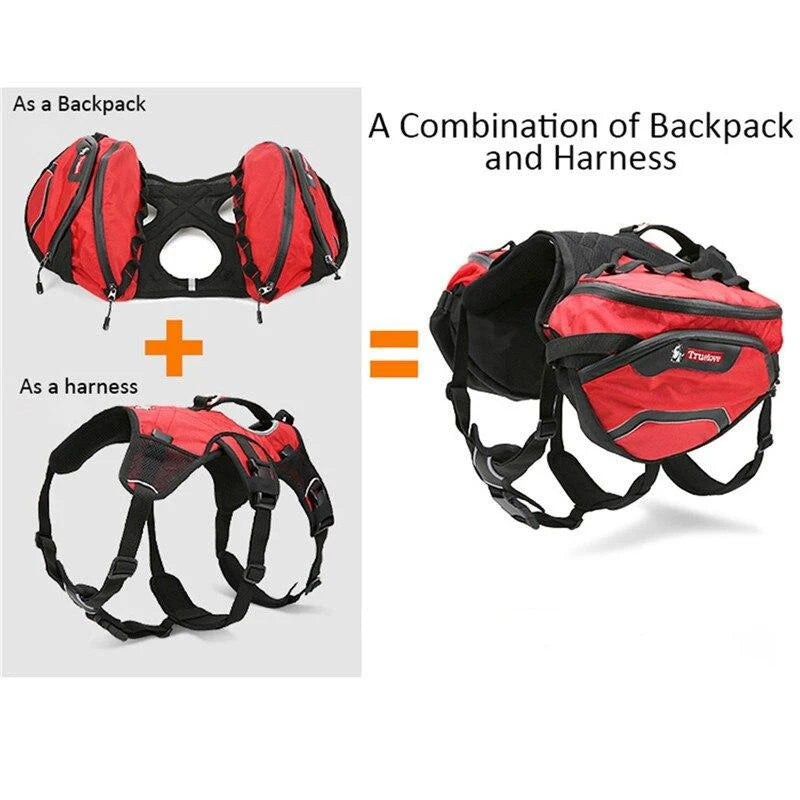 Adventure-Ready Dog Backpack Harness 2-in-1 - Red