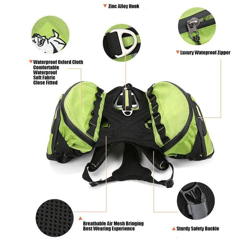 Adventure-Ready Dog Backpack Harness 2-in-1 - Yellow