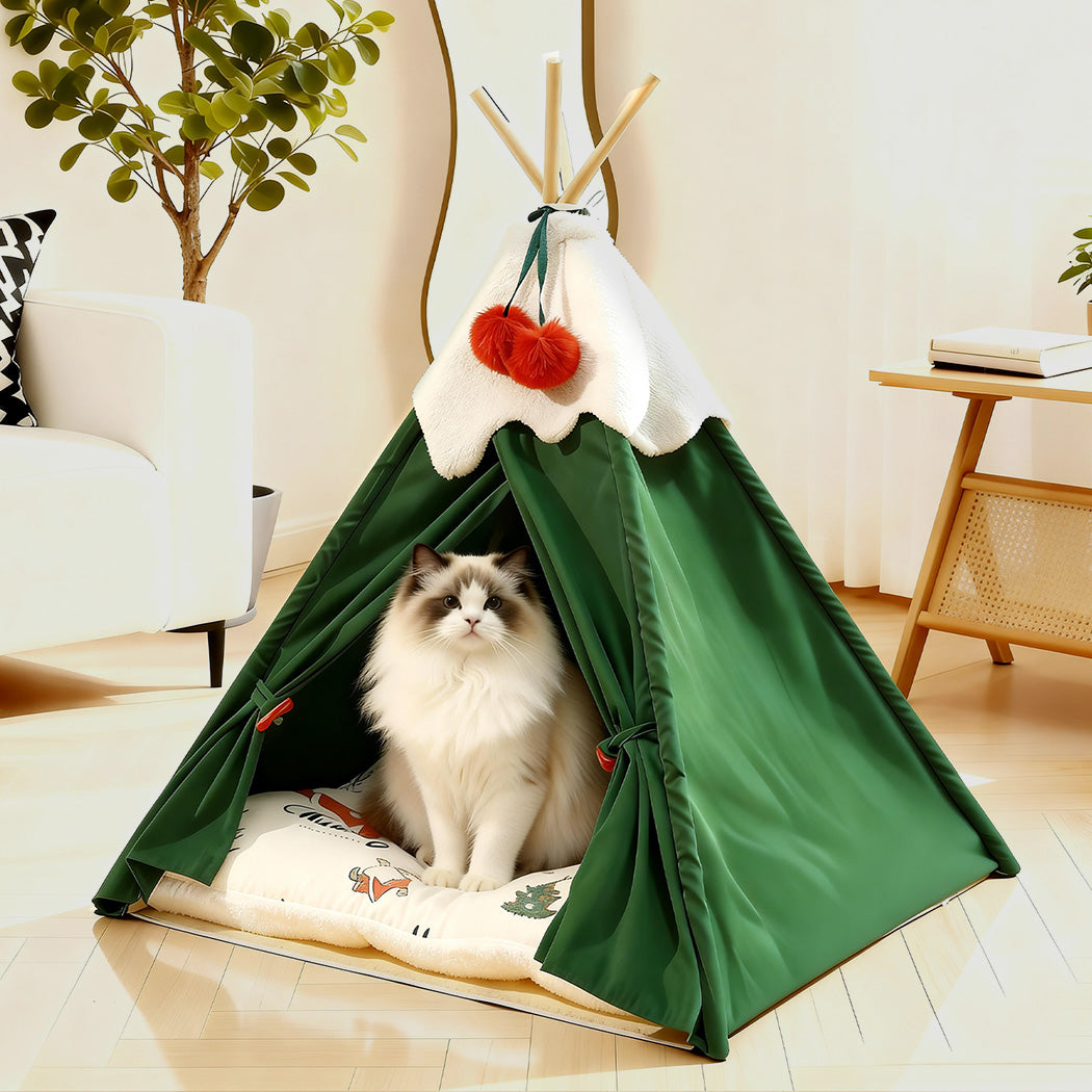 Pawz Pet Tent Dog Cat Tent Bed Washable Indoor Green