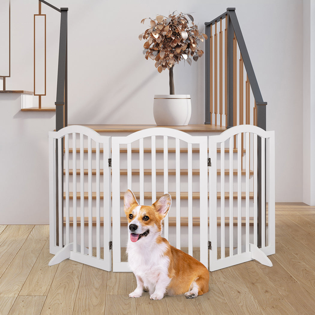 PaWz Wooden Pet Gate Dog Fence Safety White-1864184532694077446