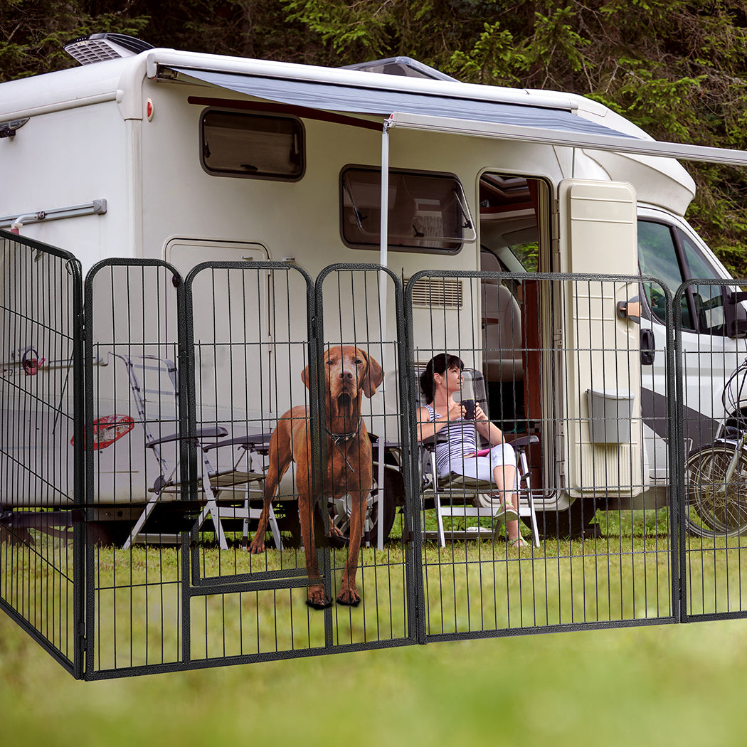 PaWz 8 Panel Pet Dog Playpen Puppy Exercise Black 24 inch-1864183334817632262