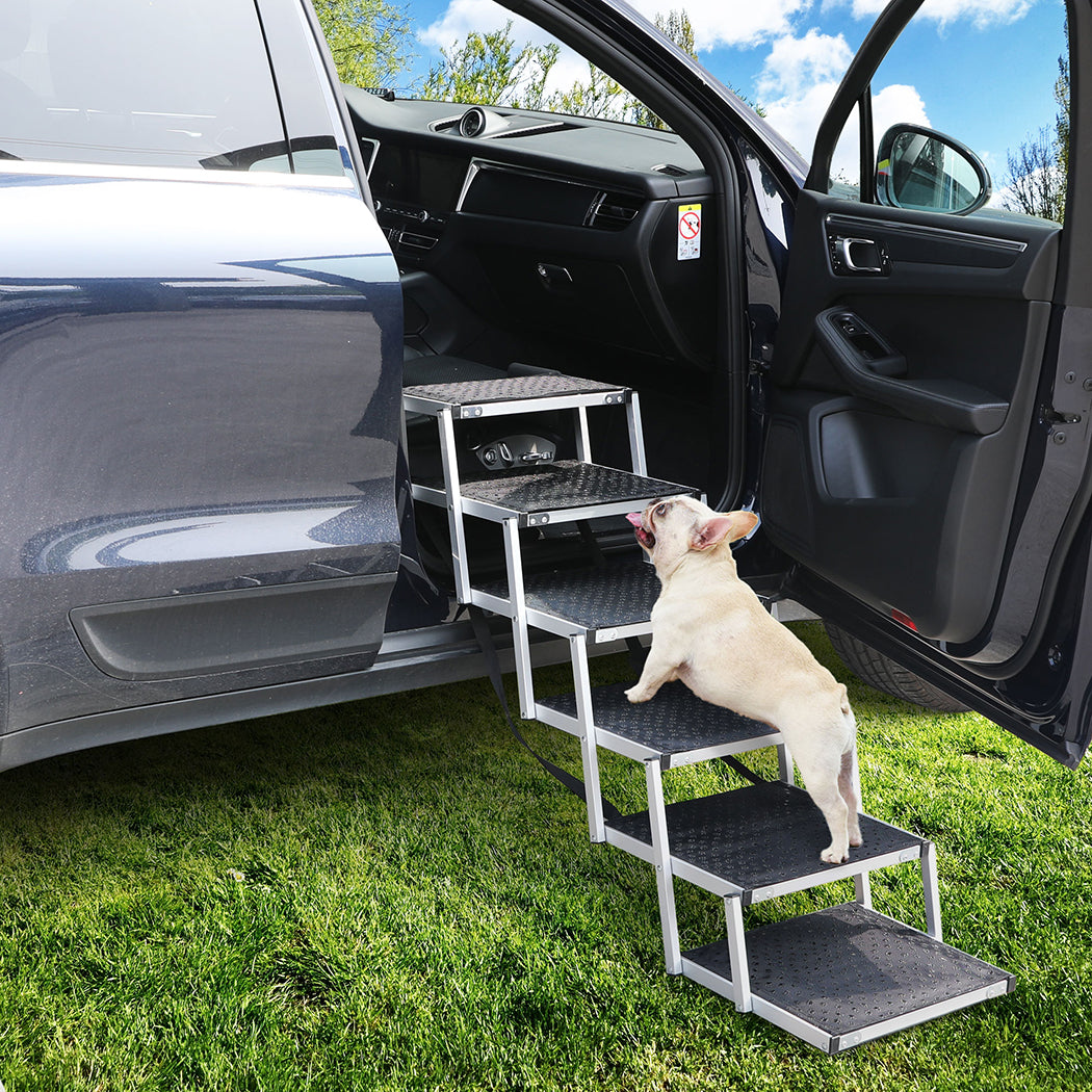 PaWz 6 Steps Dog Ramp Adjustable Height Black-1864184533121896454