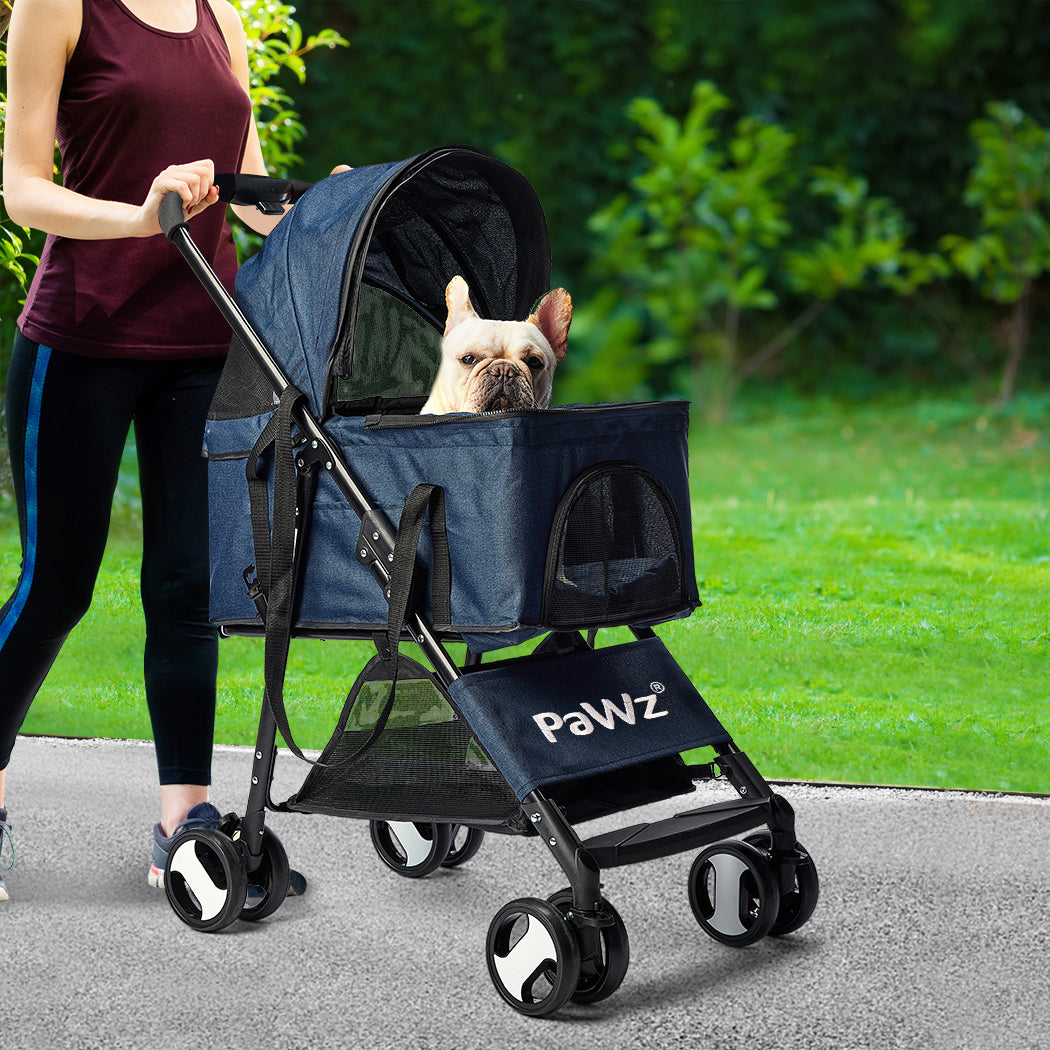 PaWz Large Pet Stroller Dog Cat Carrier Blue-1864184624461254662