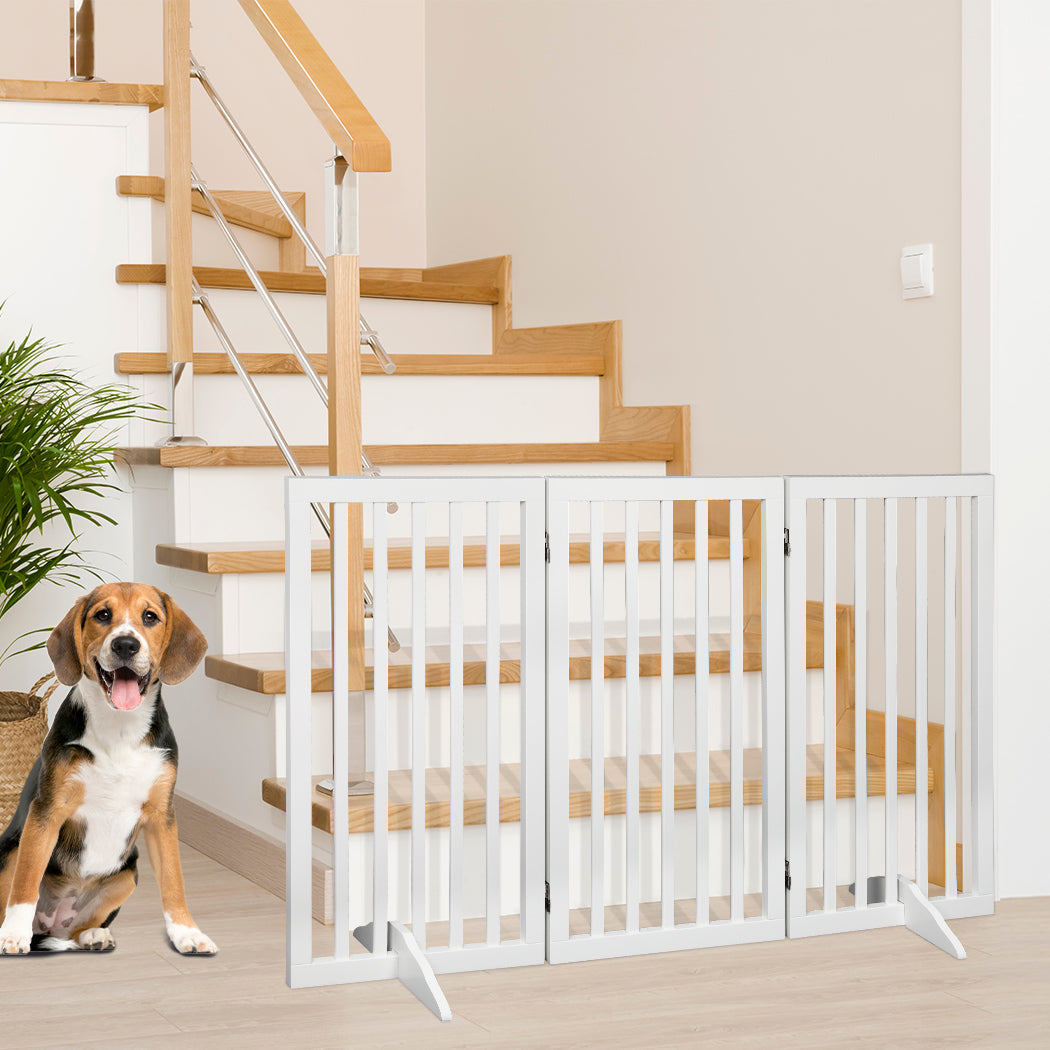 PaWz Wooden Pet Gate Dog Fence Safety White 400x 3MM-1864184509856092167