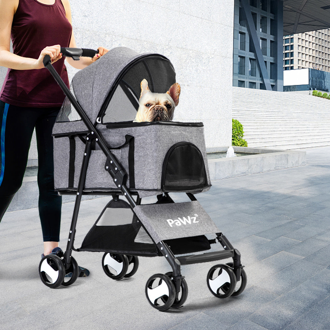 PaWz Large Pet Stroller Dog Cat Travel Grey-1864184624620638215