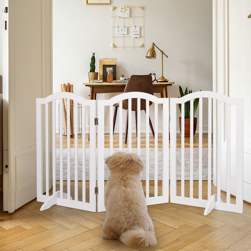 PaWz Wooden Pet Gate Dog Fence Safety White-1864184532694077447