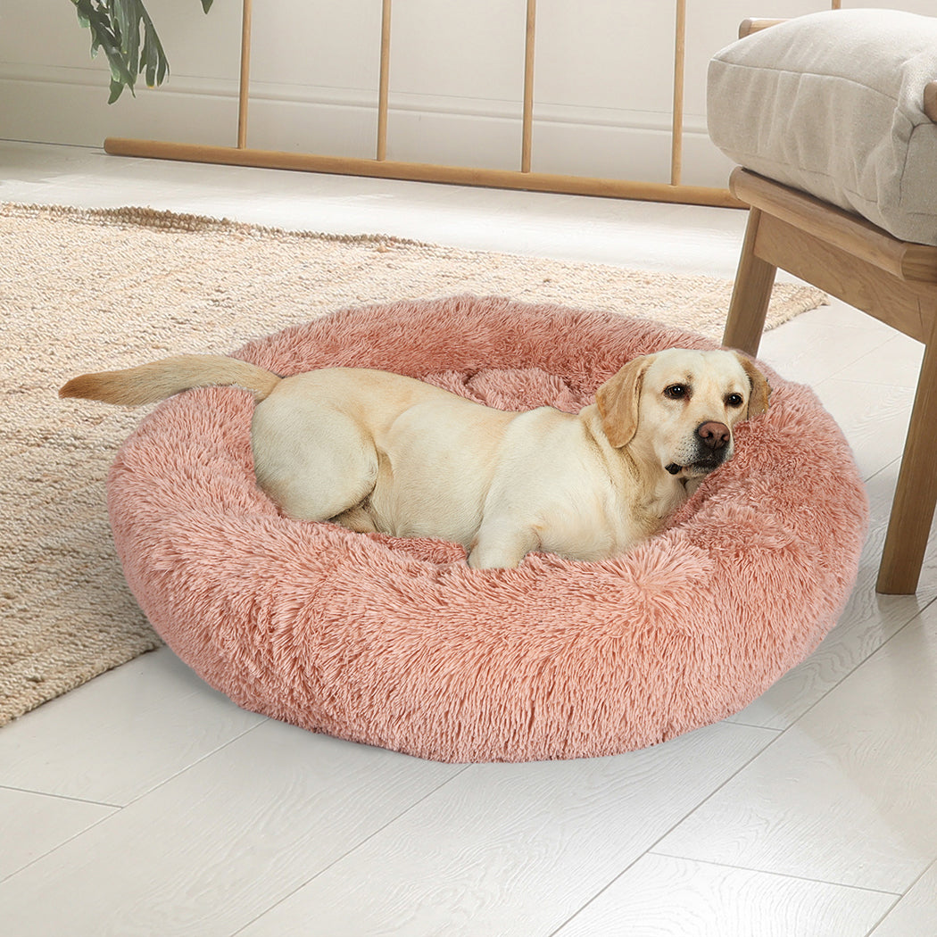 PaWz Pet Bed Cat Dog Donut Nest Calming S Pink Small-1864184309590659079
