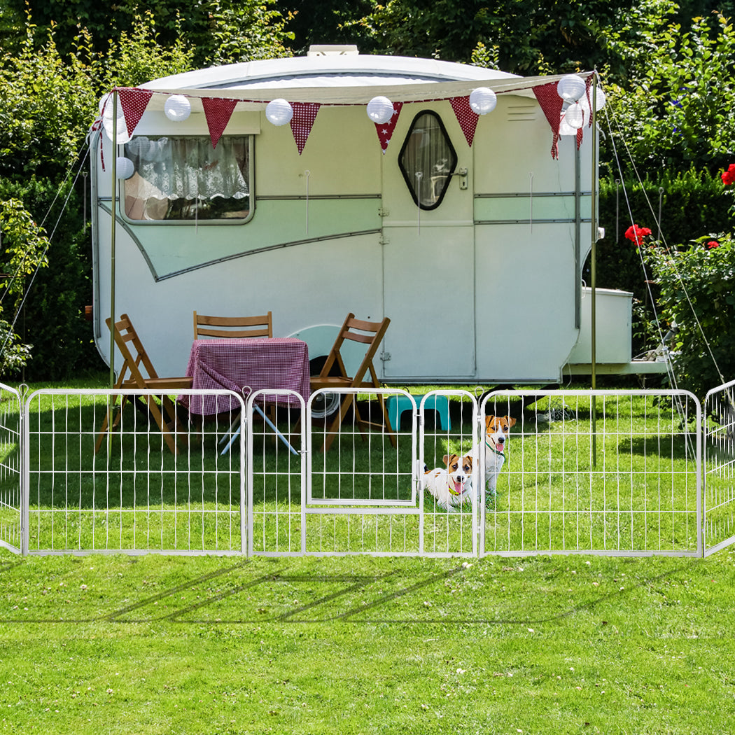 PaWz 8 Panel 24'' Pet Dog Playpen Puppy White 24 inch-1864183334956044295