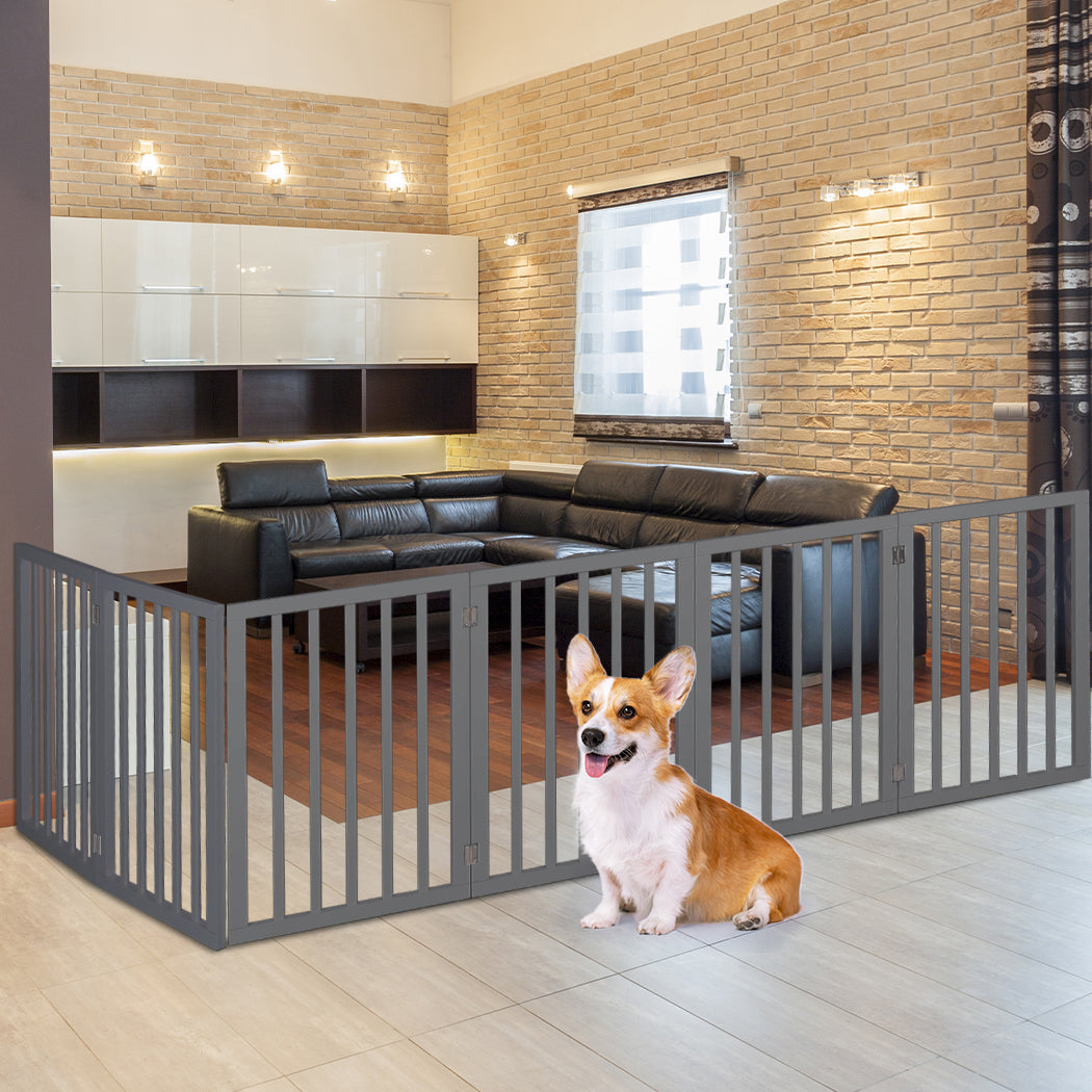 PaWz Wooden Pet Gate Dog Fence Safety Grey 100 Pack-1864184510581706759