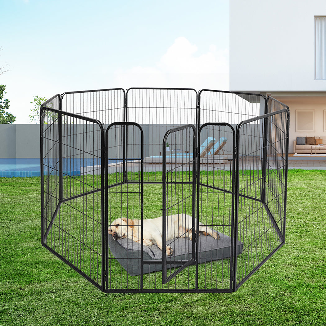 PaWz 8 Panel Pet Dog Playpen Puppy Exercise Black 24 inch-1864183334817632263