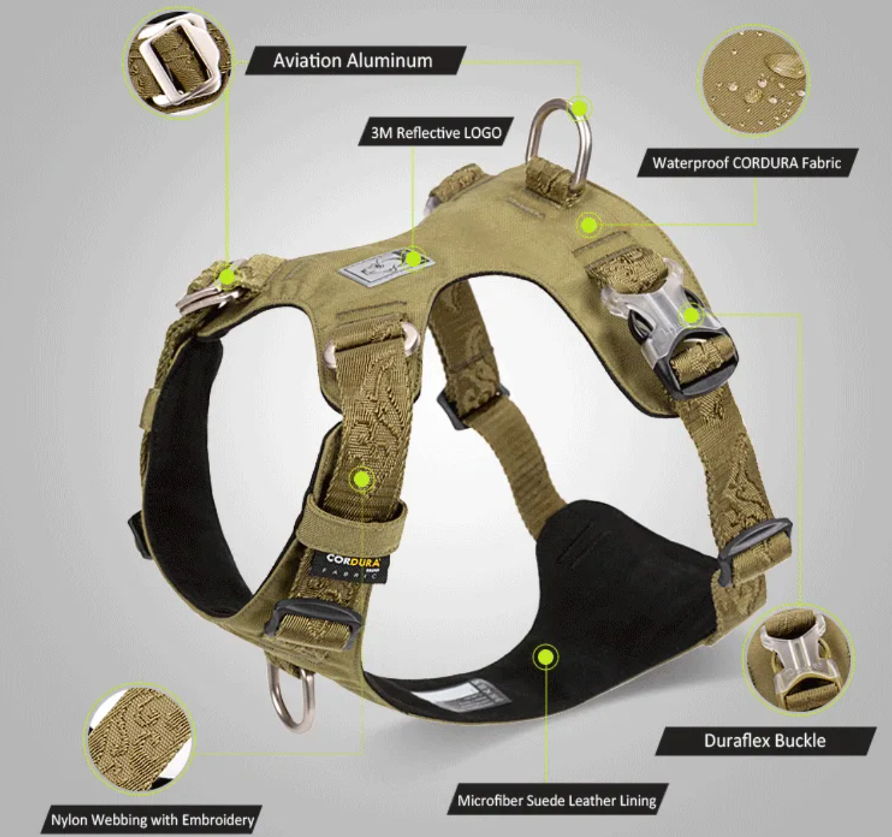 Lightweight Tactical Dog Harness - Black