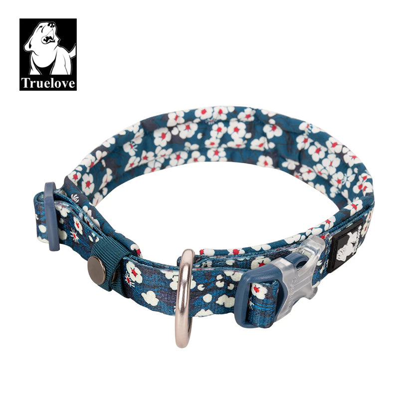 Floral Dog Collar - Blue