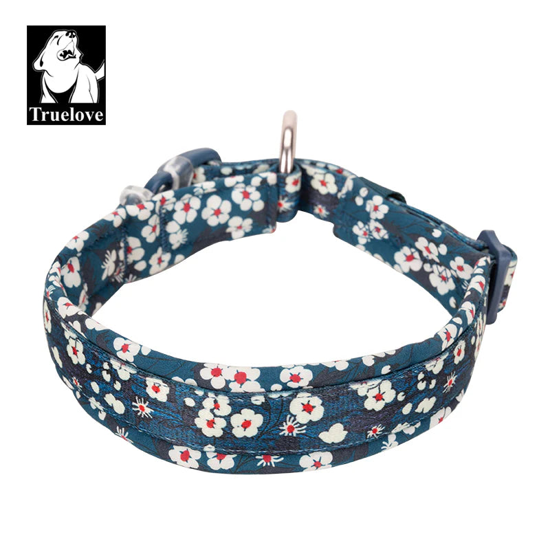 Floral Dog Collar - Blue