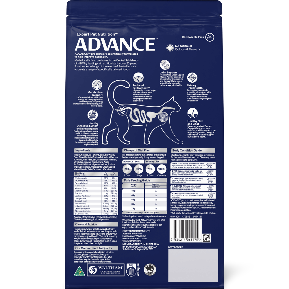 Advance – Adult Cat Food – Healthy Weight – Chicken