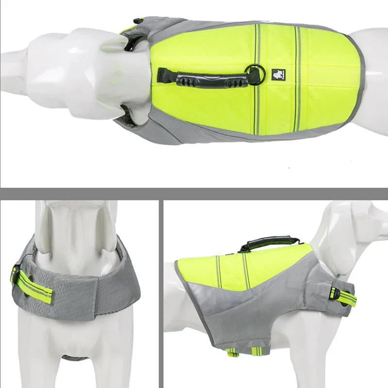 Deluxe Canine Life Vest / Premium Dog Life Jacket for Safety & Visibility - Neon Yellow