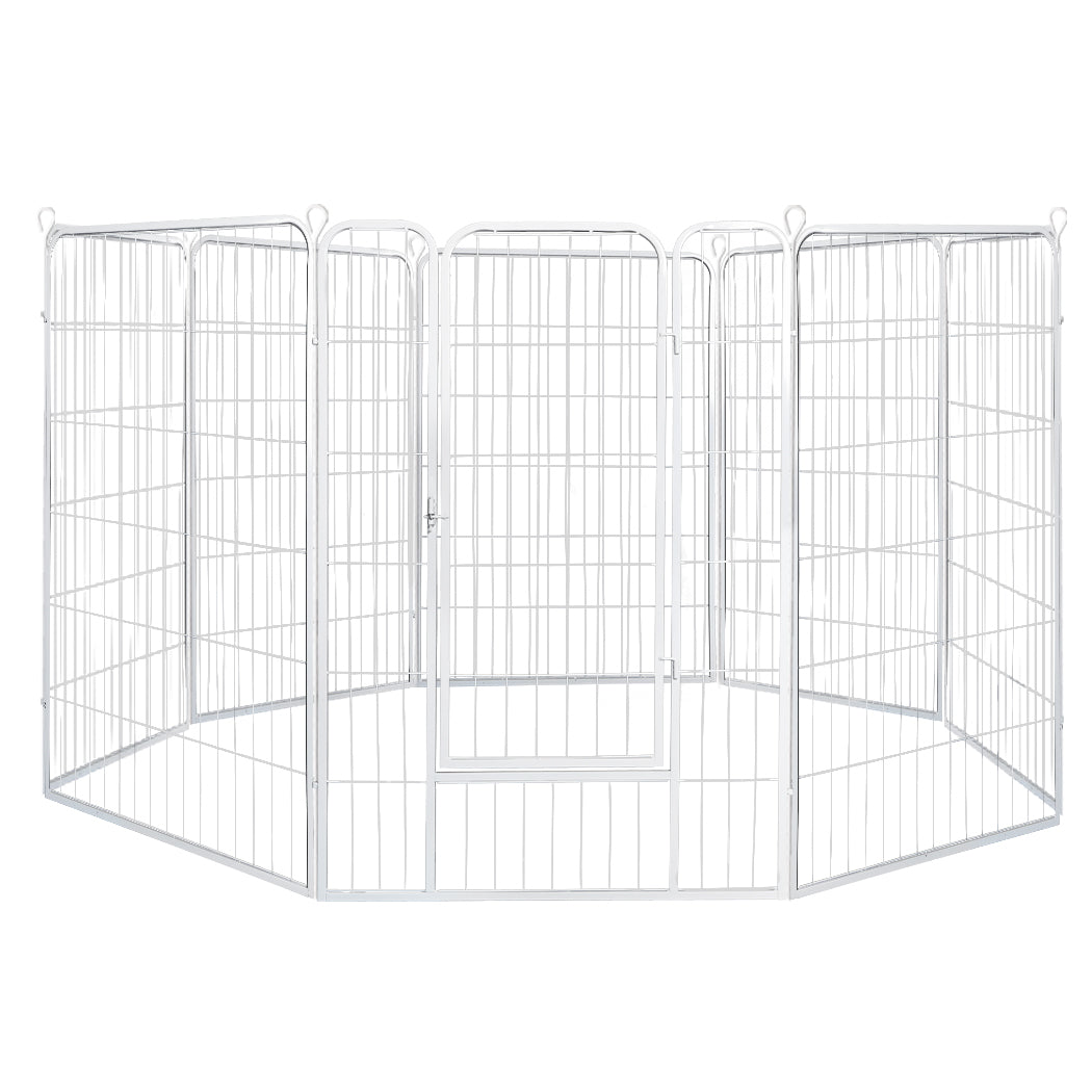 PaWz 8 Panel 48'' Pet Dog Playpen Puppy White 4kg chicken-1864183335857819648