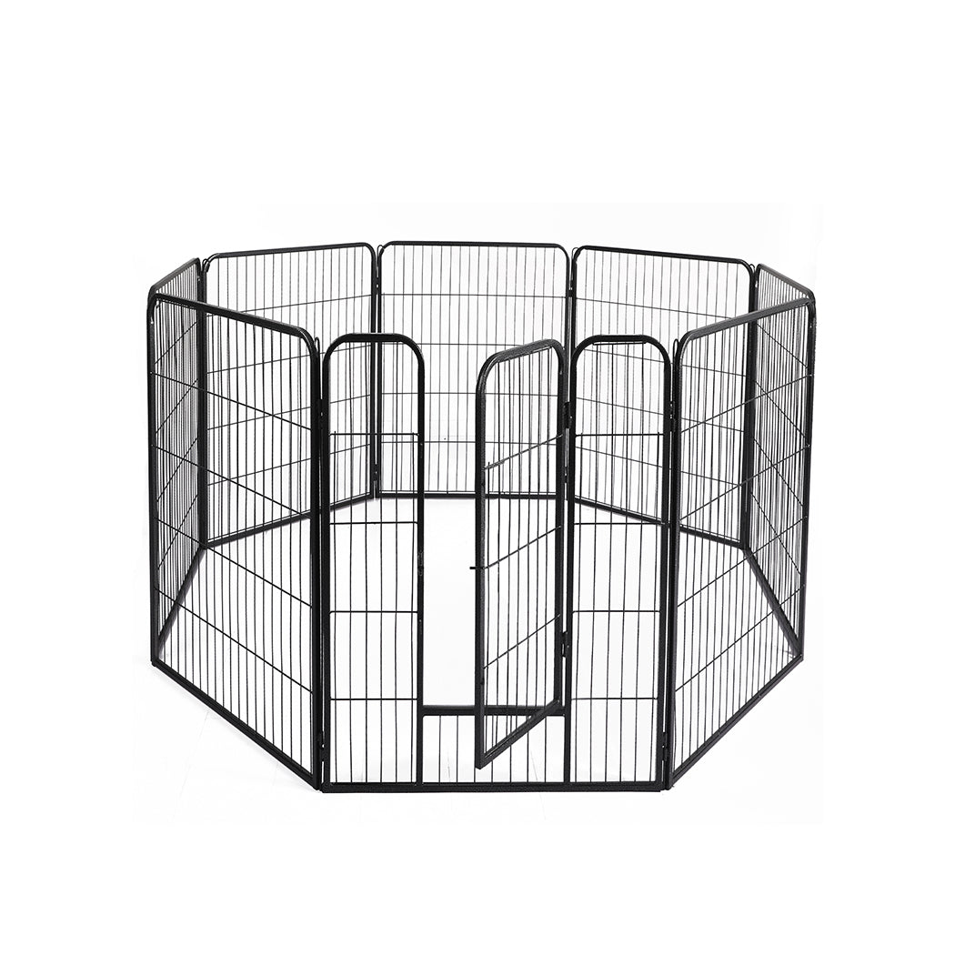 PaWz 8 Panel Pet Dog Playpen Puppy Exercise Black 24 inch-1864183334817632256