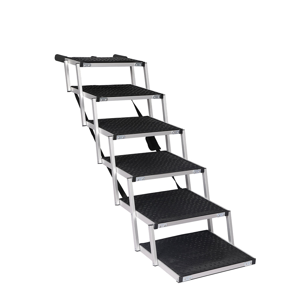 PaWz 6 Steps Dog Ramp Adjustable Height Black-1864184533121896448