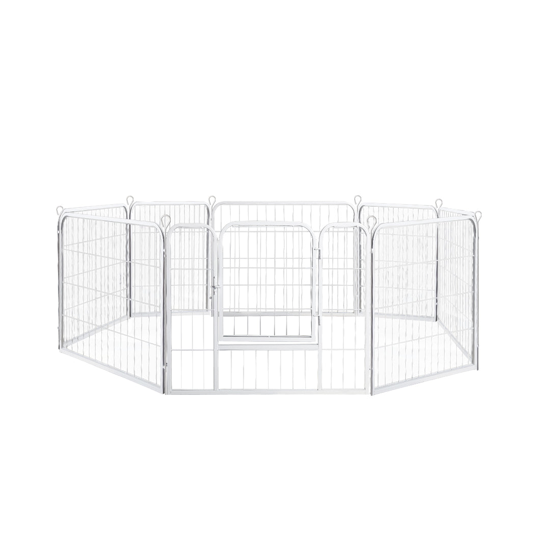PaWz 8 Panel 24'' Pet Dog Playpen Puppy White 24 inch-1864183334956044288