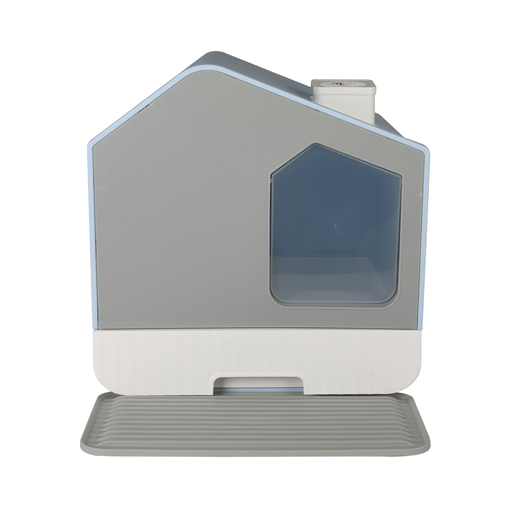 PaWz Fully Enclosed Cat Litter Box Mat Blue-1886651029785808897