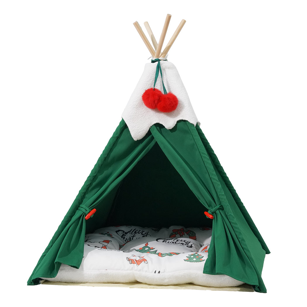 Pawz Pet Tent Dog Cat Tent Bed Washable Indoor Green