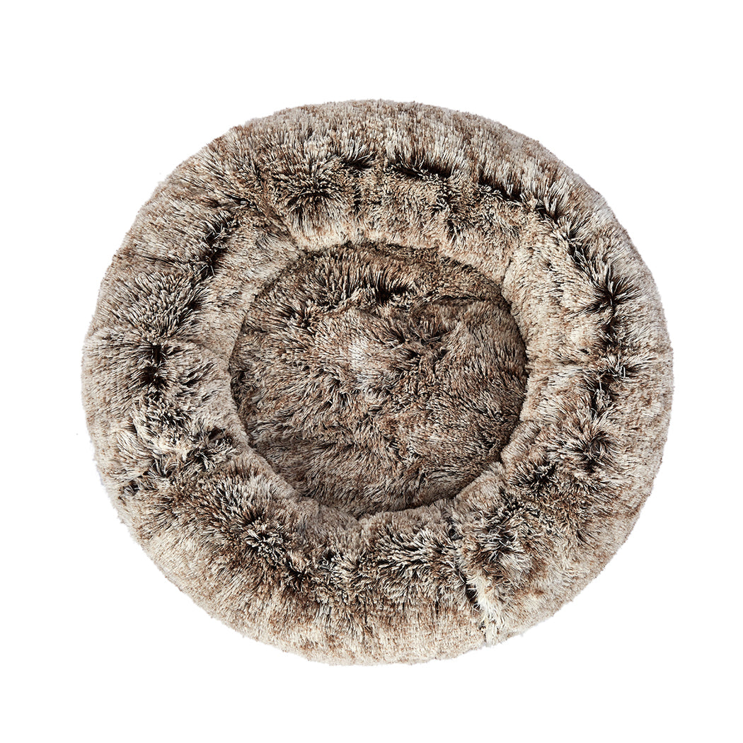 PaWz Pet Bed Cat Dog Donut Nest Calming M Brown Medium-1864184499311611905
