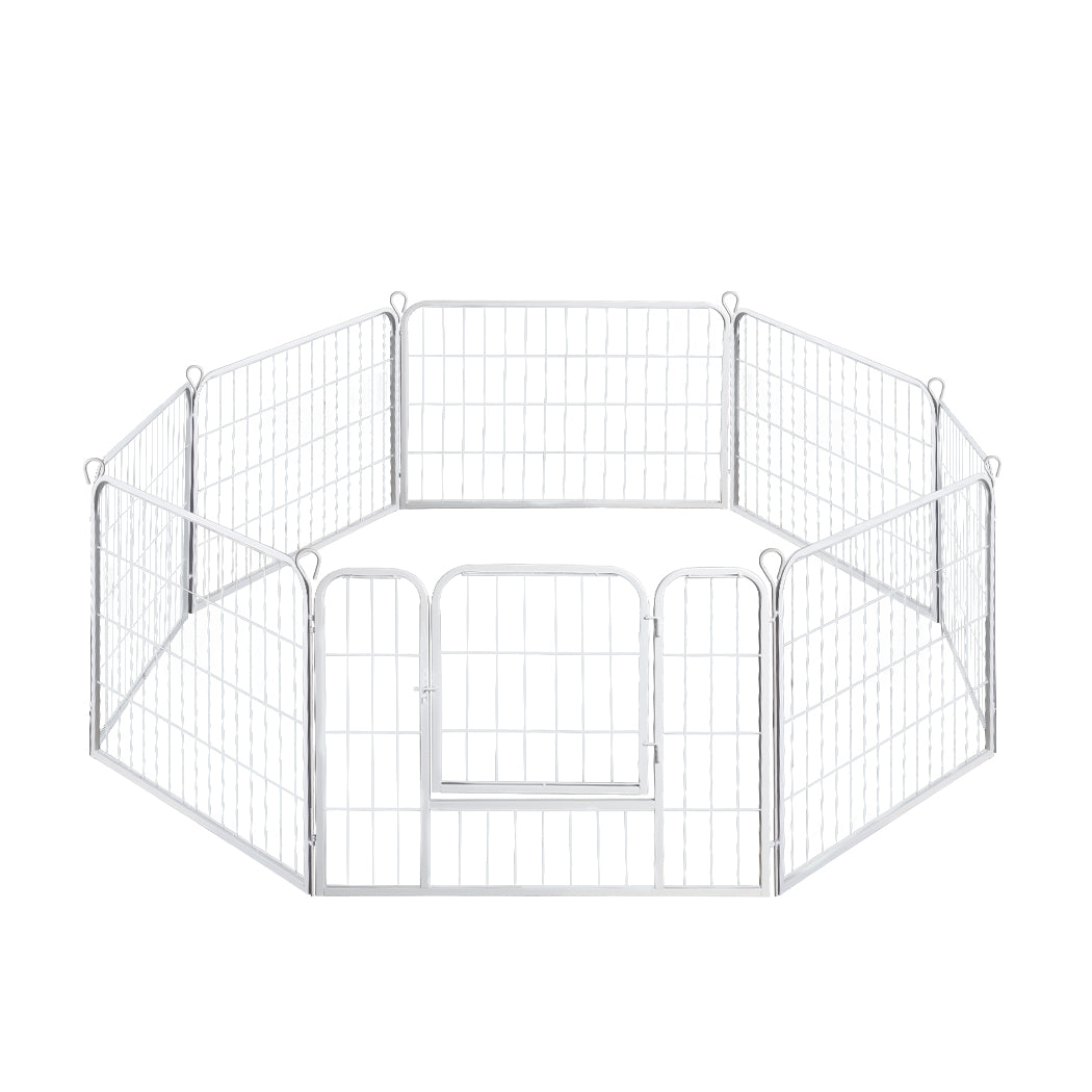 PaWz 8 Panel 24'' Pet Dog Playpen Puppy White 24 inch-1864183334956044289