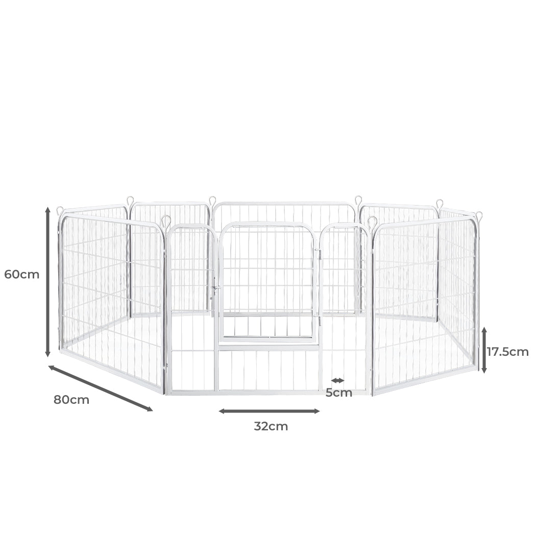 PaWz 8 Panel 24'' Pet Dog Playpen Puppy White 24 inch-1864183334956044290