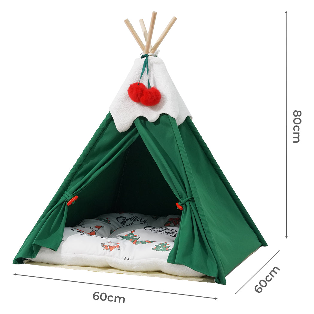 Pawz Pet Tent Dog Cat Tent Bed Washable Indoor Green