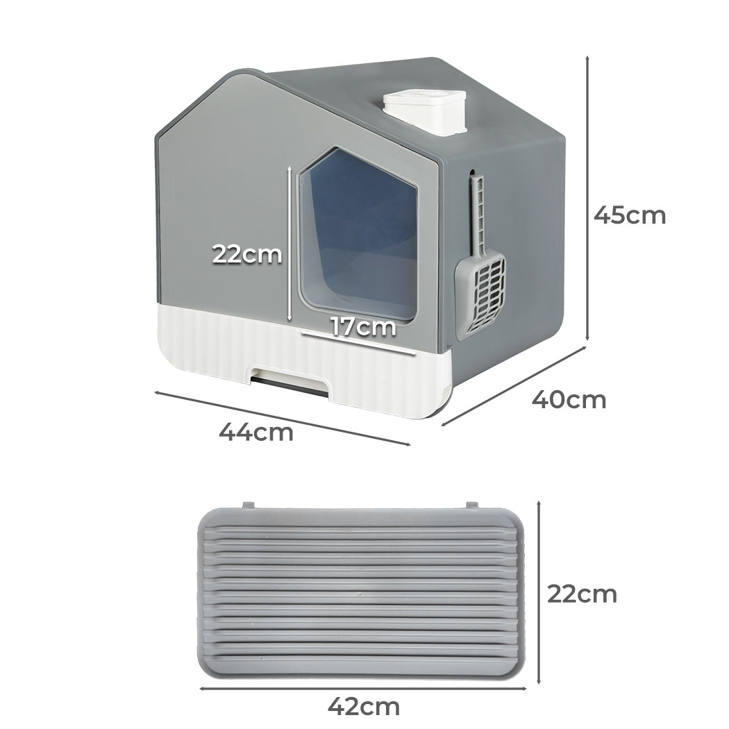 PaWz Fully Enclosed Cat Litter Box Mat Grey-1904052663104966658