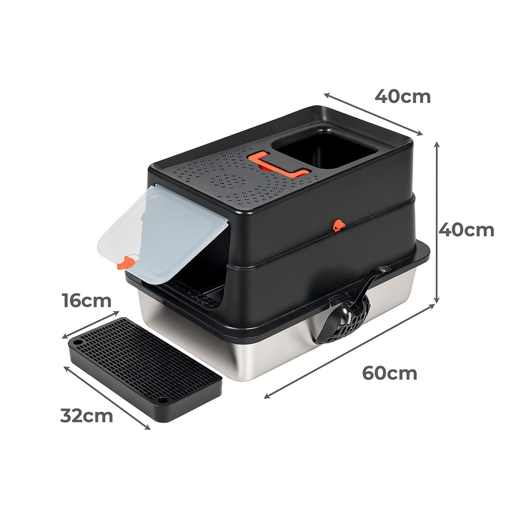 Pawz Stainless Steel Large Enclosed Cat Litter Box