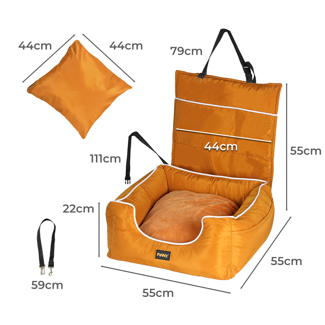 PaWz Pet Car Seat Travel Safety Carrier Orange-1864184546392674306