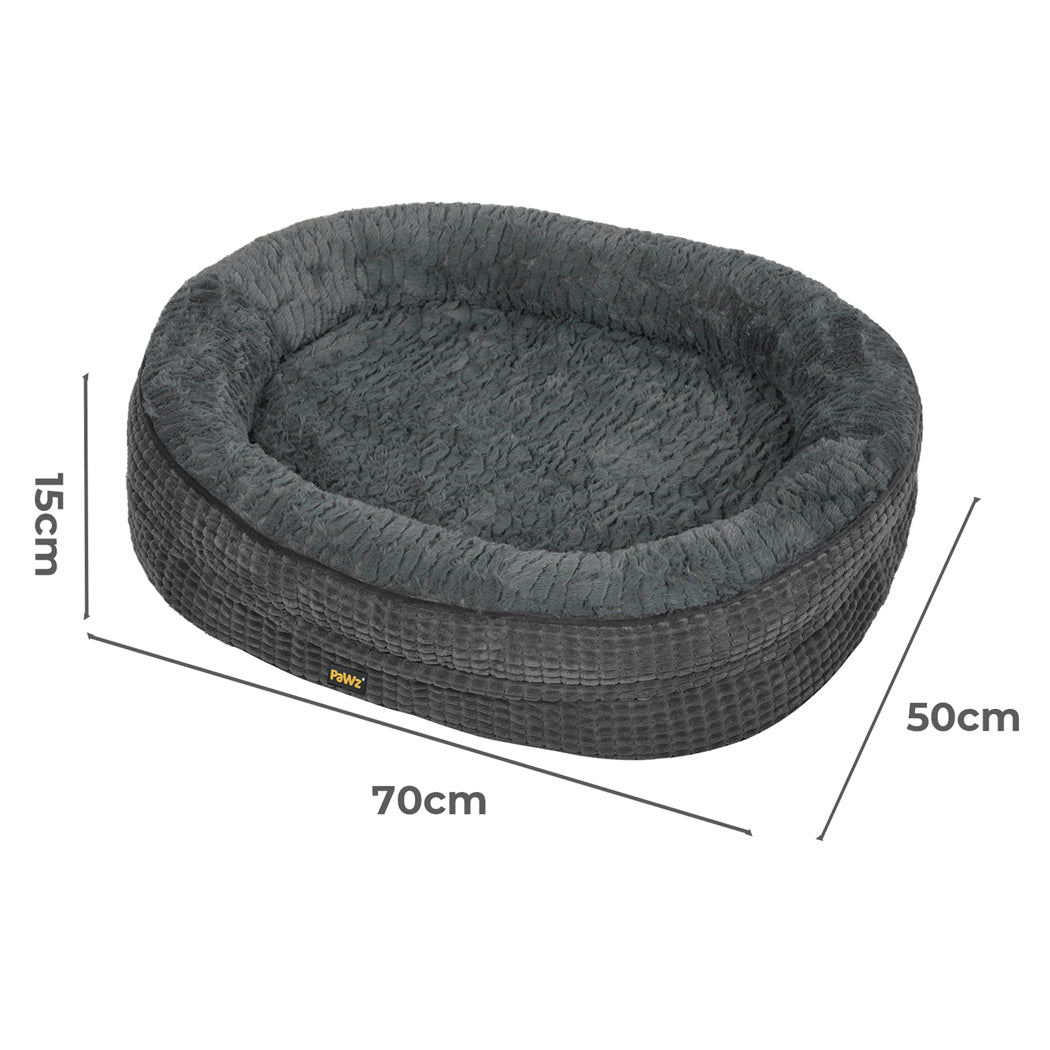 Pawz Orthopedic Plush Dog Bed Soft Washable Pet Bed Grey Cosy Cushion M Size