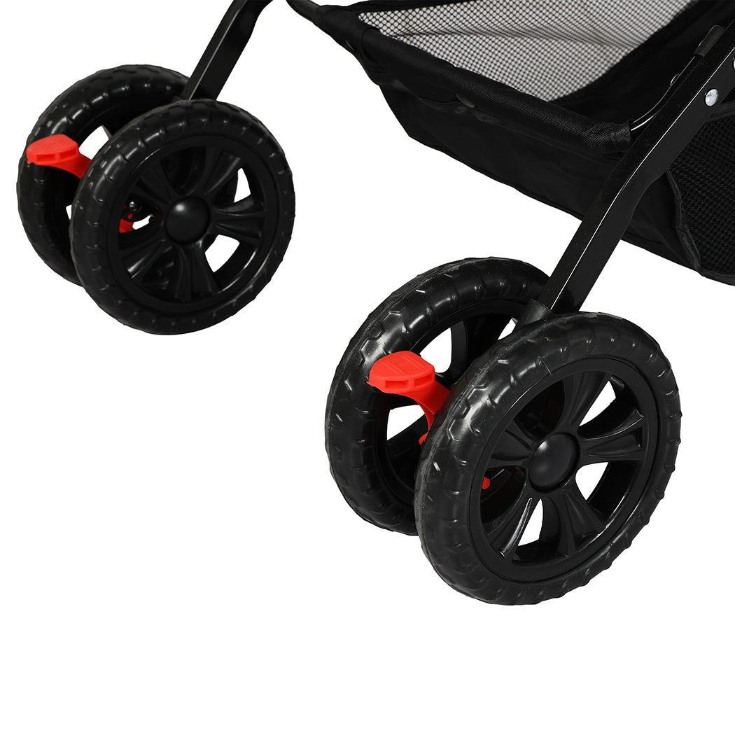 PaWz Pet Stroller Dog Cat Carrier Foldable Black-1864184625052651523