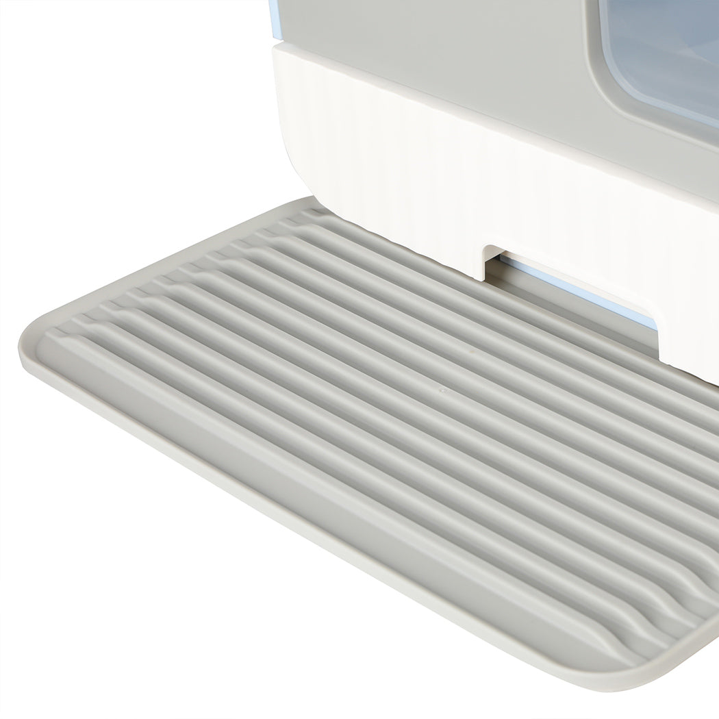 PaWz Fully Enclosed Cat Litter Box Mat Blue-1886651029785808900